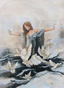 oil painting by Kristina Ingvarsson titled She Moved the Sky Without Touching It