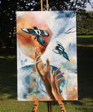 Original art for sale at UGallery.com | Until I’m Back Again, Let’s Spread Our Wings by Kristina Ingvarsson | $750 | oil painting | 24' h x 16' w | thumbnail 3