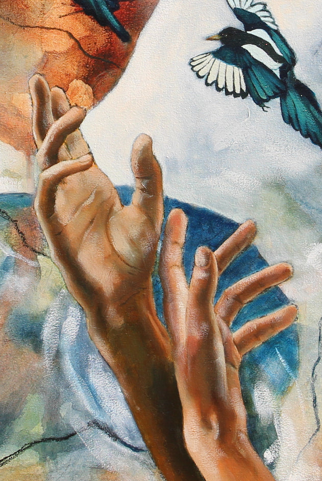 Until I’m Back Again, Let’s Spread Our Wings by Kristina Ingvarsson |  Closeup View of Artwork 