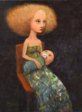 Original art for sale at UGallery.com | Mother with Child by Krzysztof Iwin | $1,750 | acrylic painting | 15.75' h x 11.81' w | thumbnail 1
