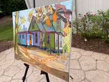 Original art for sale at UGallery.com | The House with Red Trims by Laura (Yi Zhen) Chen | $750 | acrylic painting | 18' h x 24' w | thumbnail 2