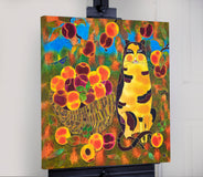Original art for sale at UGallery.com | Calico Peaches by Yelena Sidorova | $1,200 | mixed media artwork | 24' h x 24' w | thumbnail 2