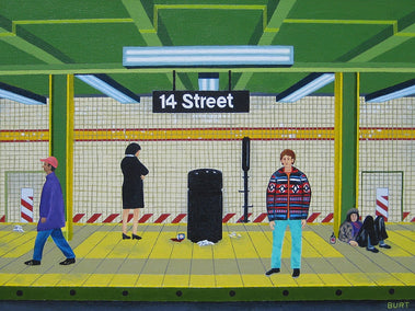 acrylic painting by Leroy Burt titled Subway Station
