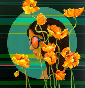 acrylic painting by Leticia Lacy titled Behind Every Bloom