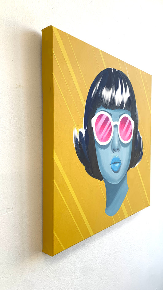 Shades in Blue by Leticia Lacy |  Side View of Artwork 