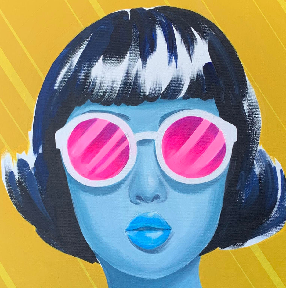 Shades in Blue by Leticia Lacy |  Closeup View of Artwork 