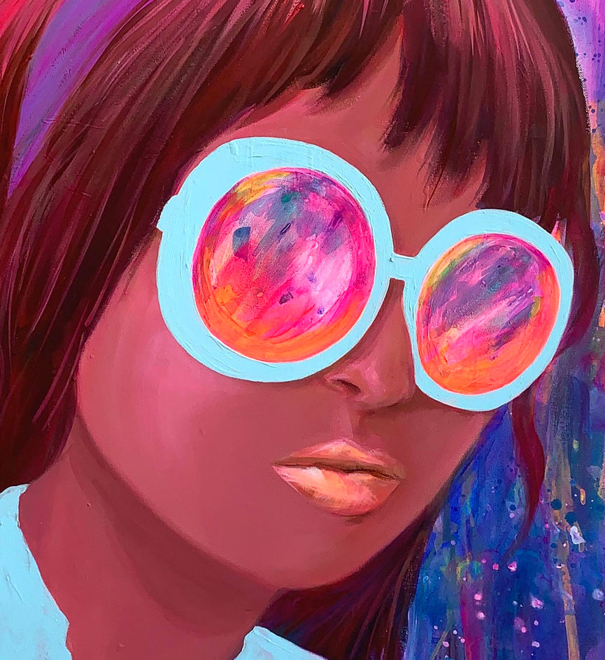 Shades in Hot Pink by Leticia Lacy |  Closeup View of Artwork 