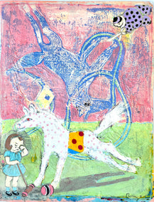 mixed media artwork by Libby Ramage titled Letting Go of Childhood