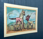 Original art for sale at UGallery.com | Tre Cani by Libby Ramage | $475 | mixed media artwork | 11.5' h x 19' w | thumbnail 3
