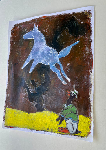 Blue Horse Brown Sky by Libby Ramage |  Context View of Artwork 