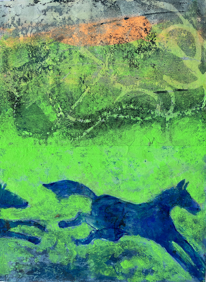 Blue Horses in Green Valley by Libby Ramage |  Artwork Main Image 