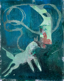 printmaking by Libby Ramage titled Green Horse