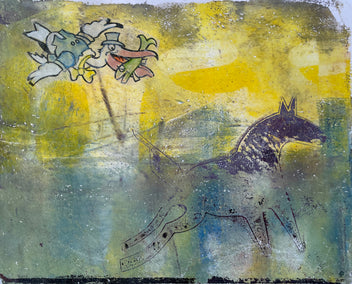 printmaking by Libby Ramage titled Morning on the Bayou