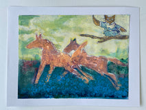 Original art for sale at UGallery.com | No Holding Horses by Libby Ramage | $275 | printmaking | 8' h x 10' w | thumbnail 2