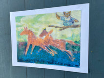 Original art for sale at UGallery.com | No Holding Horses by Libby Ramage | $275 | printmaking | 8' h x 10' w | thumbnail 3