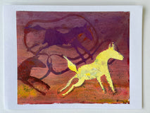 Original art for sale at UGallery.com | Spotted Yellow Horse by Libby Ramage | $275 | printmaking | 8' h x 10' w | thumbnail 2