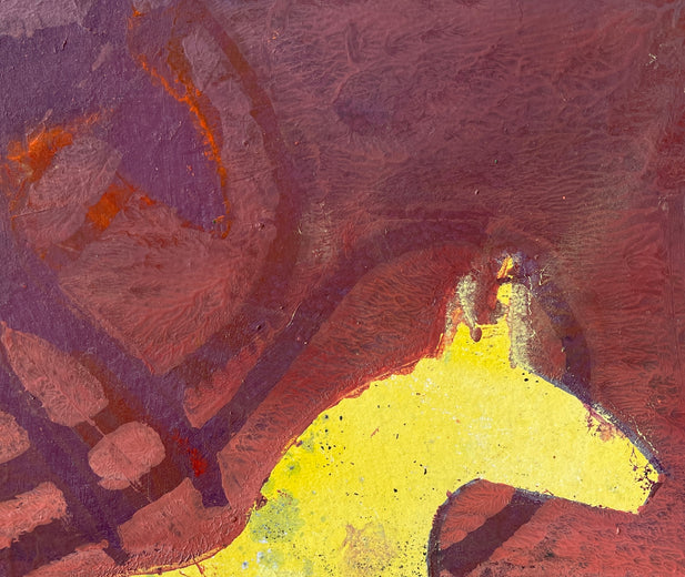 Spotted Yellow Horse by Libby Ramage |   Closeup View of Artwork 