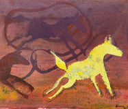 Original art for sale at UGallery.com | Spotted Yellow Horse by Libby Ramage | $275 | printmaking | 8' h x 10' w | thumbnail 1