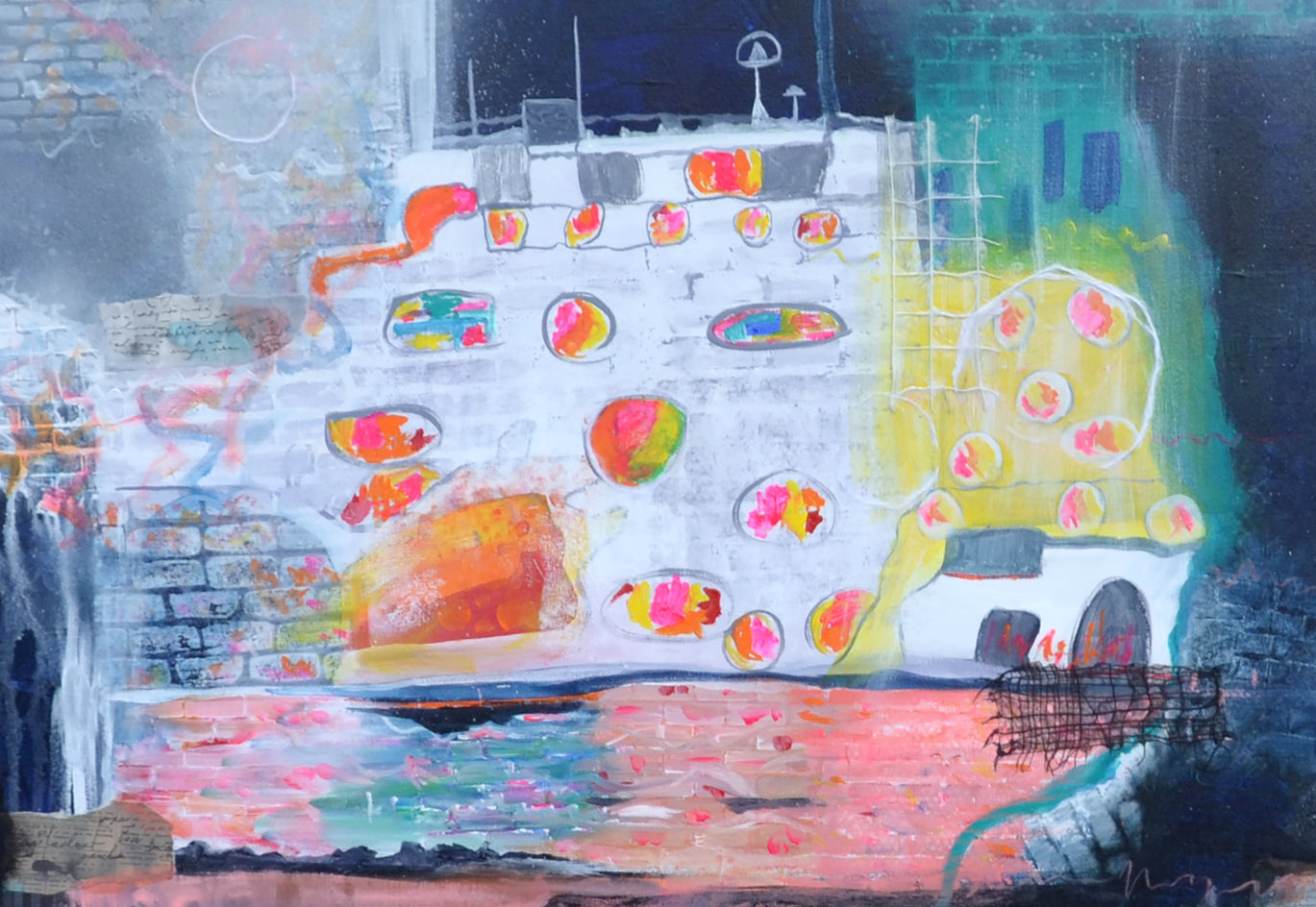 Urban Cruise by Linda McCord |  Closeup View of Artwork 