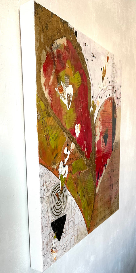 Hearts of Gold by Linda Shaffer |  Side View of Artwork 