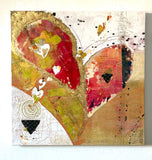 Original art for sale at UGallery.com | Hearts of Gold by Linda Shaffer | $750 | mixed media artwork | 24' h x 24' w | thumbnail 3