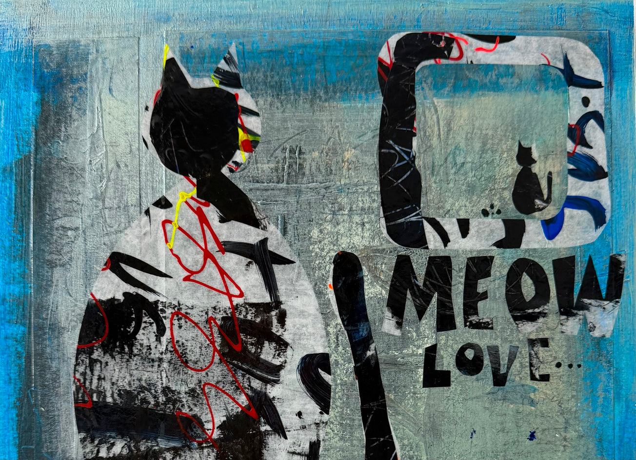MEOW Love by Linda Shaffer |  Closeup View of Artwork 