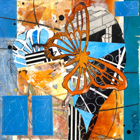 mixed media artwork by Linda Shaffer titled Out My Window