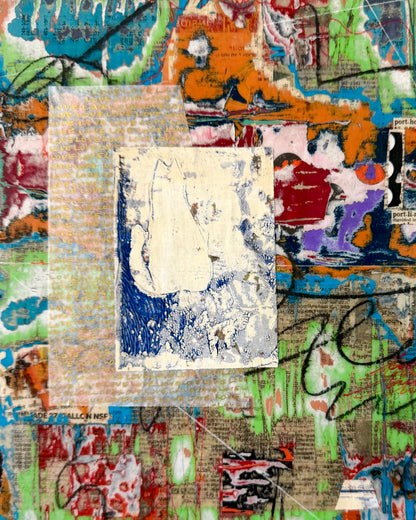The Cat in the Garden by Linda Shaffer |   Closeup View of Artwork 