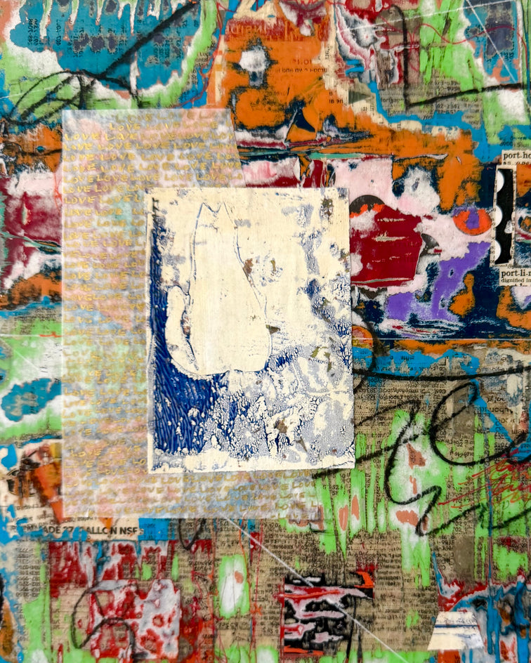 The Cat in the Garden by Linda Shaffer |  Closeup View of Artwork 