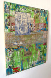 Original art for sale at UGallery.com | The Cat on the Fence by Linda Shaffer | $325 | mixed media artwork | 14' h x 11' w | thumbnail 2