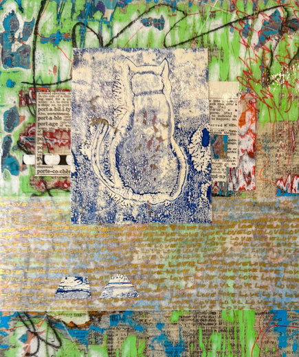 The Cat on the Fence by Linda Shaffer |   Closeup View of Artwork 