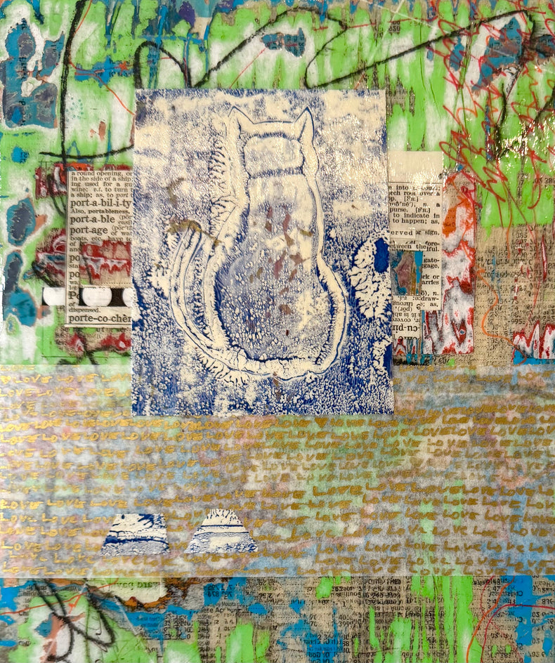 The Cat on the Fence by Linda Shaffer |  Closeup View of Artwork 