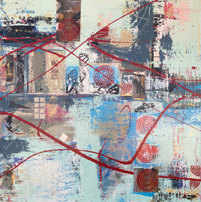 mixed media artwork by Linda Shaffer titled Waterfront