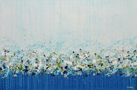 Original art for sale at UGallery.com | Cobalt Confetti by Lisa Carney | $1,550 | acrylic painting | 24' h x 36' w