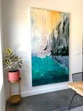 Original art for sale at UGallery.com | Beginnings at Kalalau by Lisa Crosby | $7,175 | oil painting | 84' h x 48' w | thumbnail 3