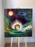 Original art for sale at UGallery.com | Sunrise Evolution by Lisa Crosby | $1,550 | oil painting | 30' h x 30' w | thumbnail 3