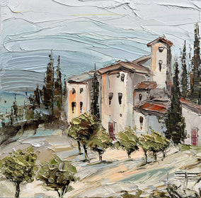 Original art for sale at UGallery.com | Above the Olive Grove by Lisa Elley | $525 | oil painting | 12' h x 12' w