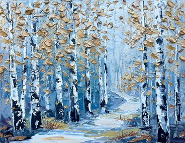 oil painting by Lisa Elley titled Birchlight