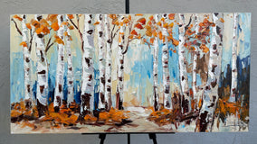 Original art for sale at UGallery.com | Effervescence of Fall by Lisa Elley | $1,800 | oil painting | 24' h x 48' w | thumbnail 3