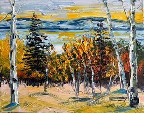 Original art for sale at UGallery.com | Lake Tahoe Fall's Last Embrace by Lisa Elley | $375 | oil painting | 11' h x 14' w