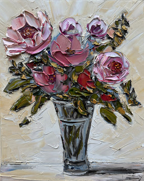 Original art for sale at UGallery.com | Petals at First Light by Lisa Elley | $750 | oil painting | 20' h x 16' w