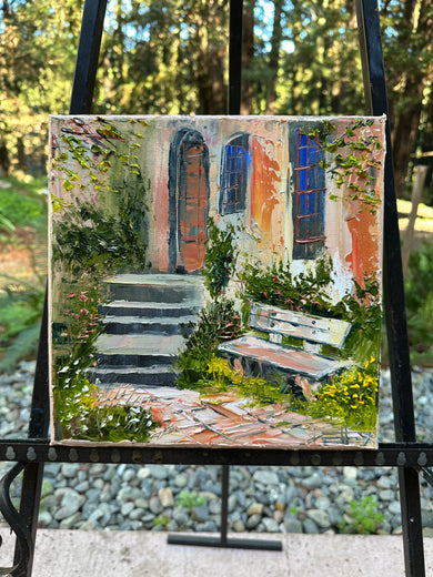 The Quiet Garden Bench by Lisa Elley |  Context View of Artwork 
