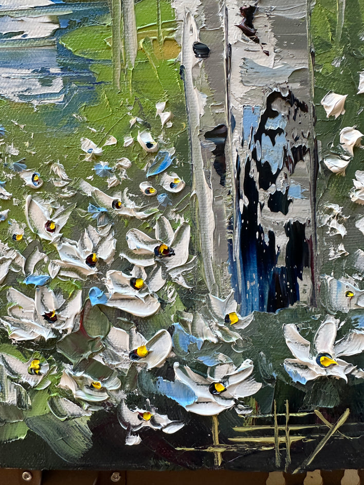 Whispers of Birch Elegance by Lisa Elley |  Closeup View of Artwork 