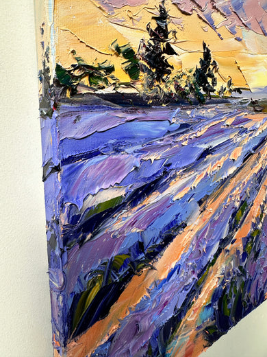 Whispers of Lavender Skies by Lisa Elley |  Side View of Artwork 