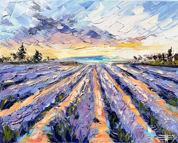 oil painting by Lisa Elley titled Whispers of Lavender Skies