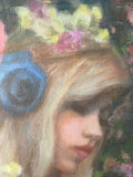 Original art for sale at UGallery.com | Pear Blossoms and Sweet Peas by Lisa Nielsen | $575 | oil painting | 14' h x 11' w | thumbnail 4