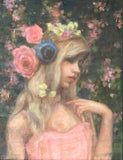 Original art for sale at UGallery.com | Pear Blossoms and Sweet Peas by Lisa Nielsen | $575 | oil painting | 14' h x 11' w | thumbnail 1