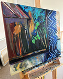 Original art for sale at UGallery.com | Threshold with Blue Curtain by Lynne Meneses | $1,350 | acrylic painting | 20' h x 24' w | thumbnail 2