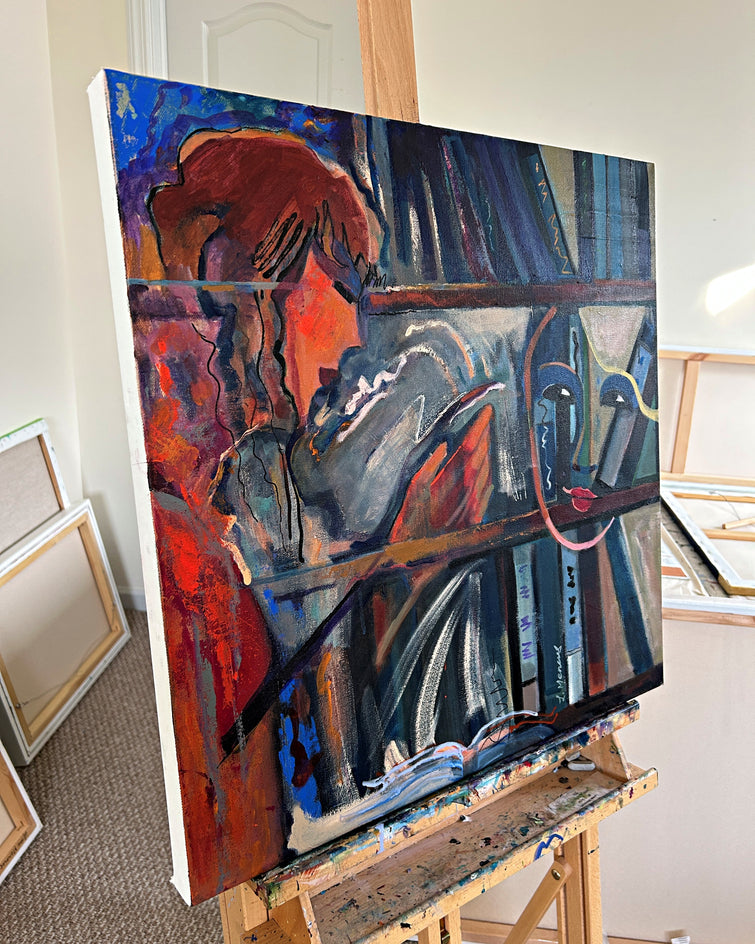 Voice from the Shelves by Lynne Meneses |  Side View of Artwork 