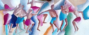 Original art for sale at UGallery.com | Tribale by Mabel Serena | $950 | acrylic painting | 11.8' h x 27.6' w